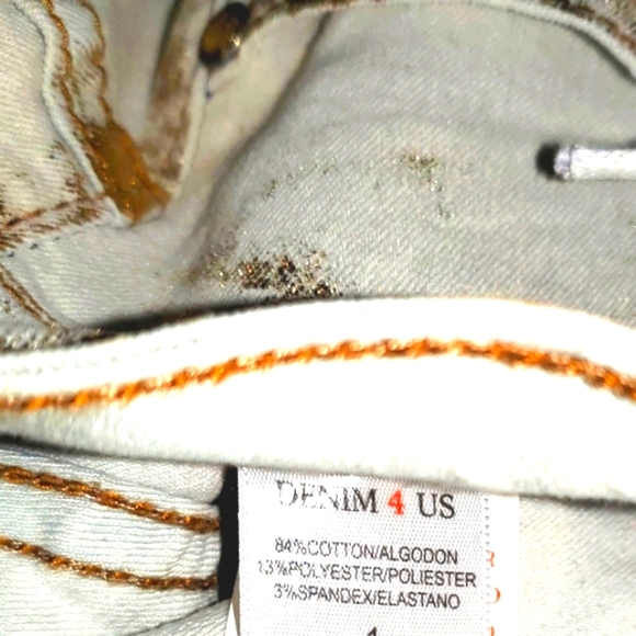NEW! Denim 4 Us White/Gold Jeans Women's / Juniors SZ 1 - Picture 4 of 5